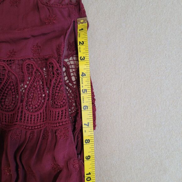 Sundance Midi Dress Womens 12P Red Crochet Embroidery Boho Dark Fairy Whimsigoth - Picture 6 of 12